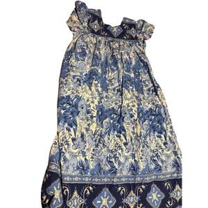 Loungers Blue Floral Cotton Muumuu with Pockets size medium